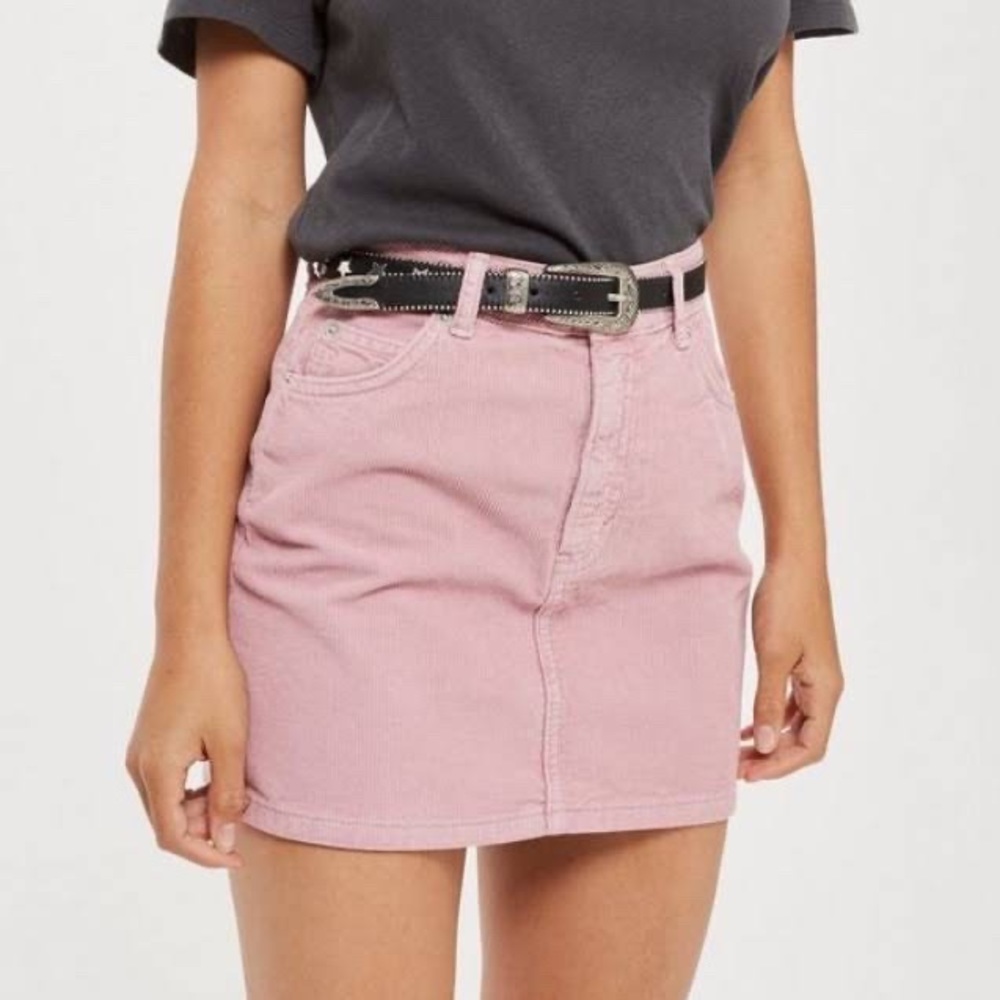 Topshop MOTO Corduroy Pink Mini Skirt